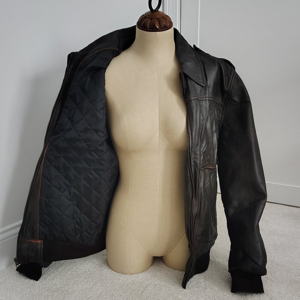 Handcrafted Brown Leather Jacket (Men's M or Women's Oversized)